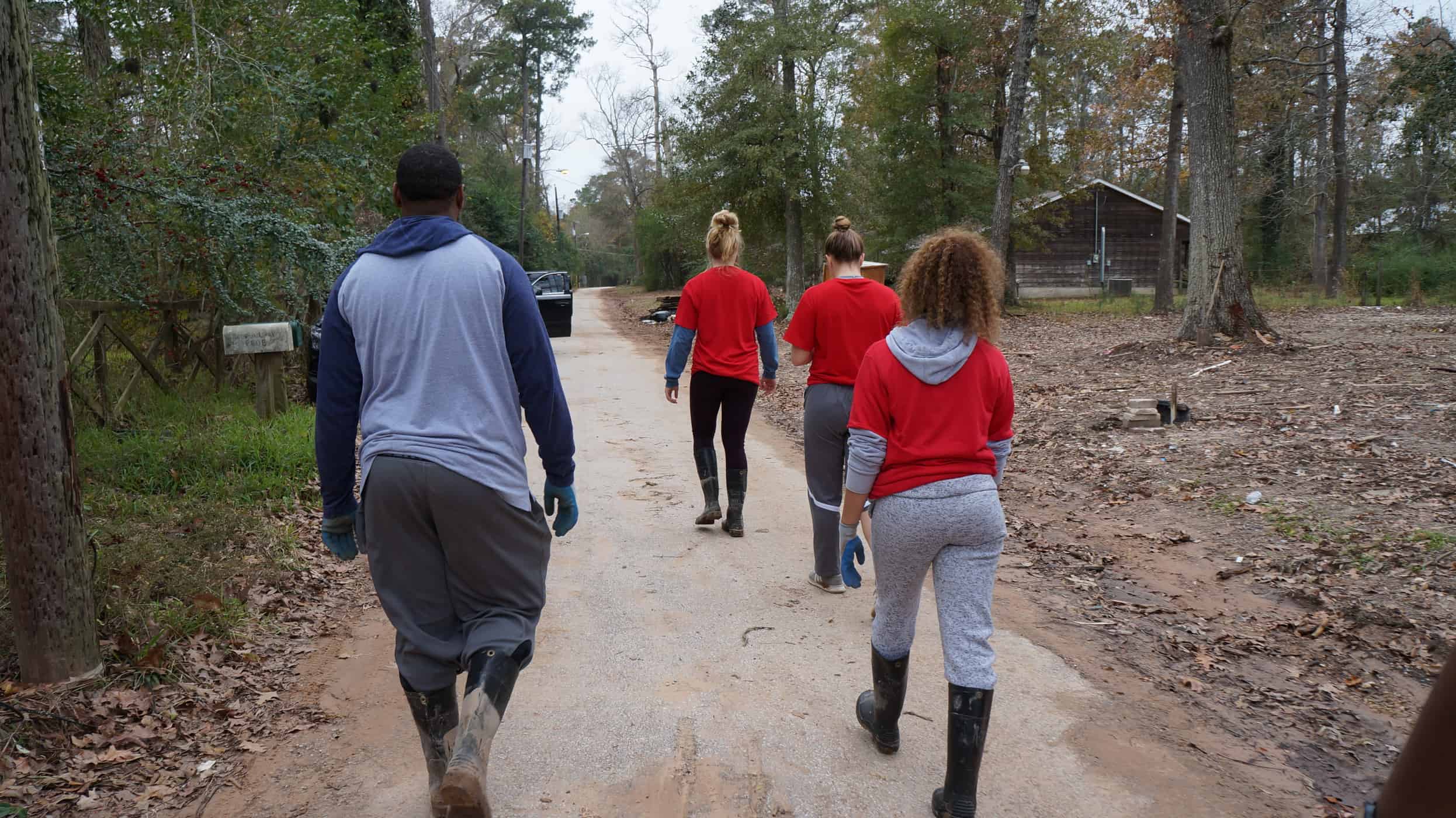 Four individuals walking