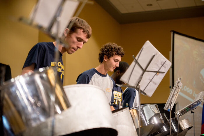 Percussionists playing steel pans