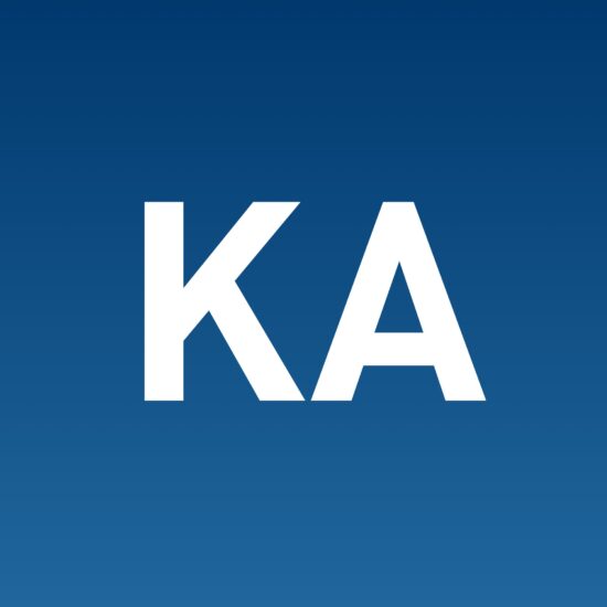 K and A white letters