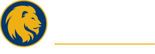 Unit logo three-line with lion on the left example for dark background.