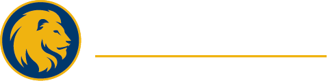 Unit logo for department one-line with lion on the left example for dark background.