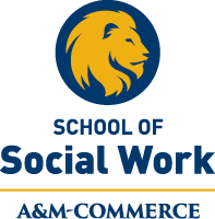Unit logo two-line with lion in the center example for light background.
