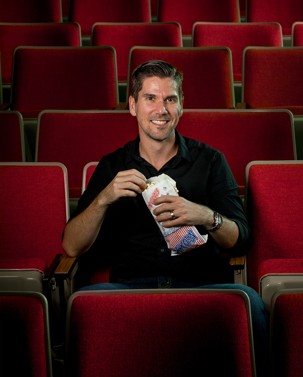 Portrait in a movie theatre.