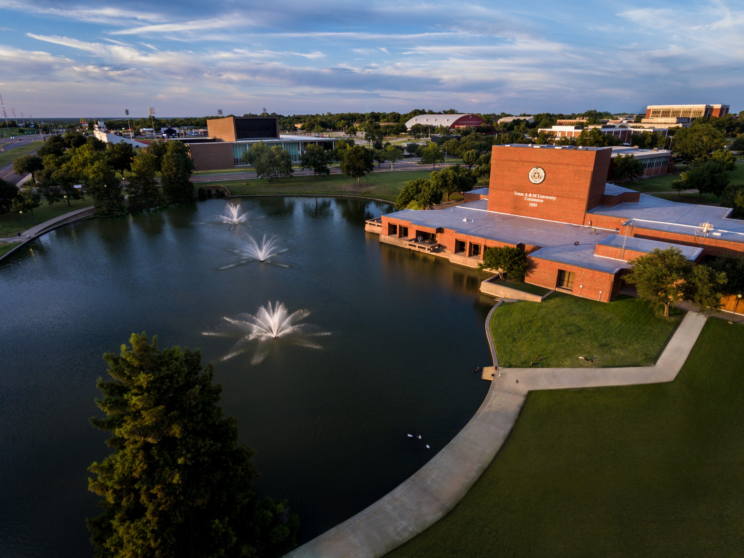 Aerial view of Garvin Lake at East Texas A&M