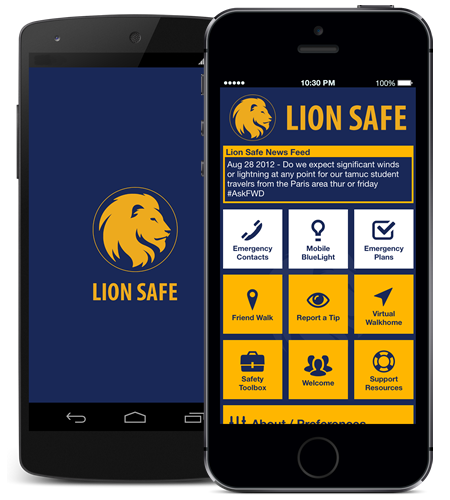 image of mobile phones with the Lion Safe app pulled up