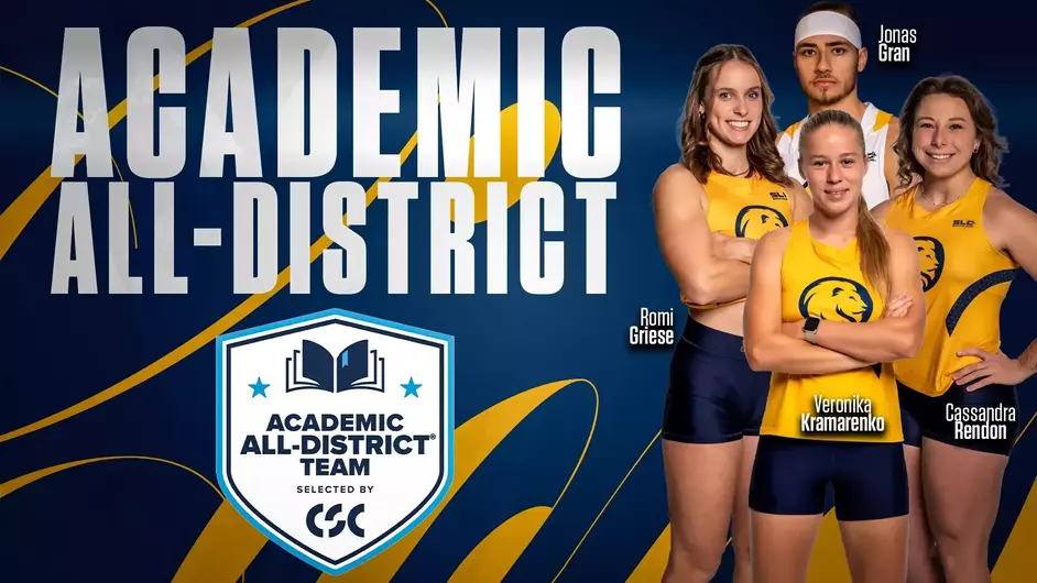 A graphic showing four academic all-american student athletes.