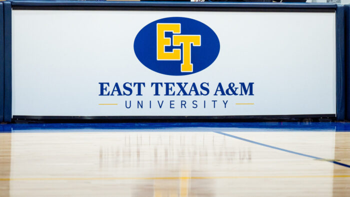 A college basketball court at East Texas A&M University