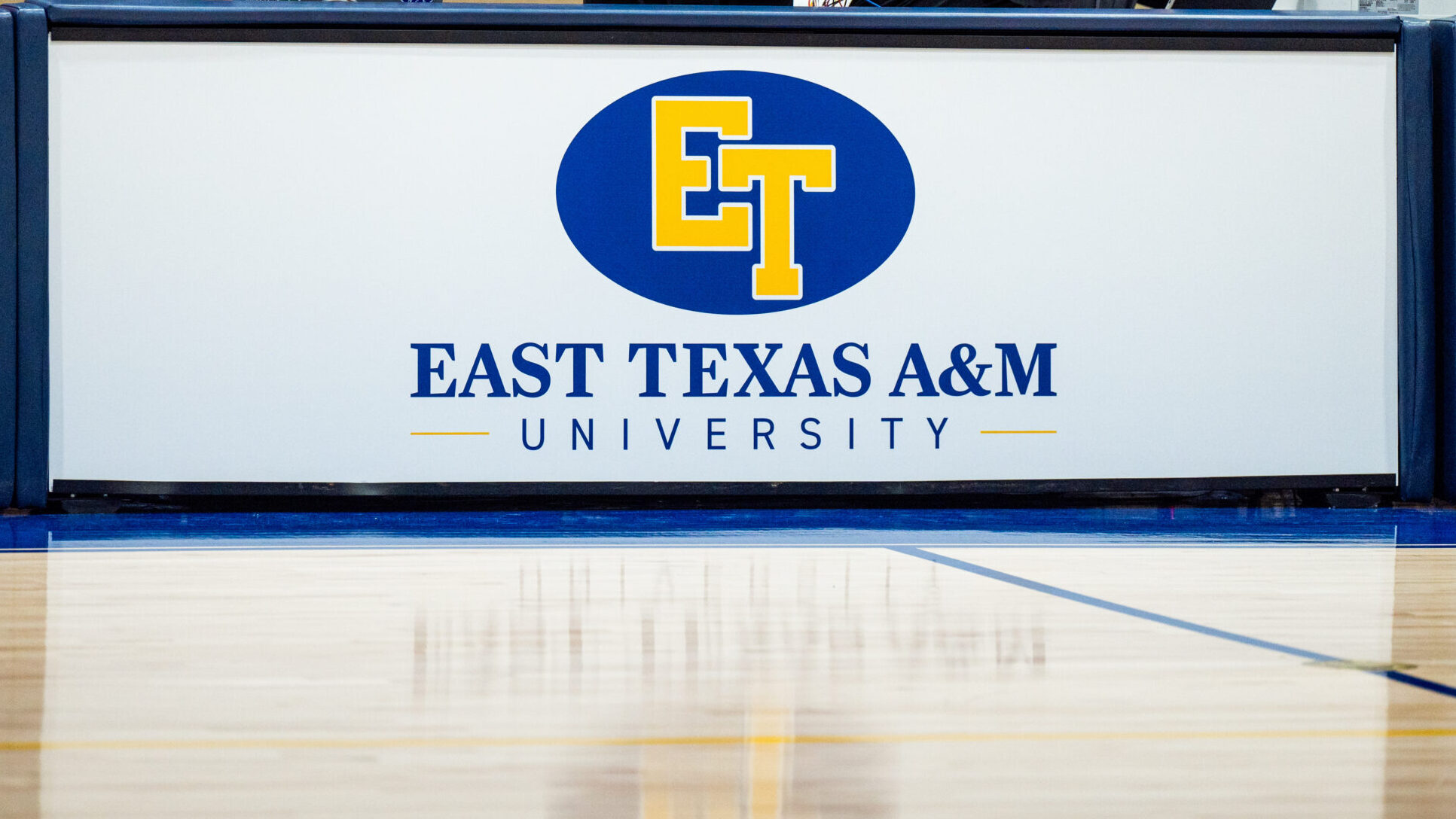 A college basketball court at East Texas A&M University