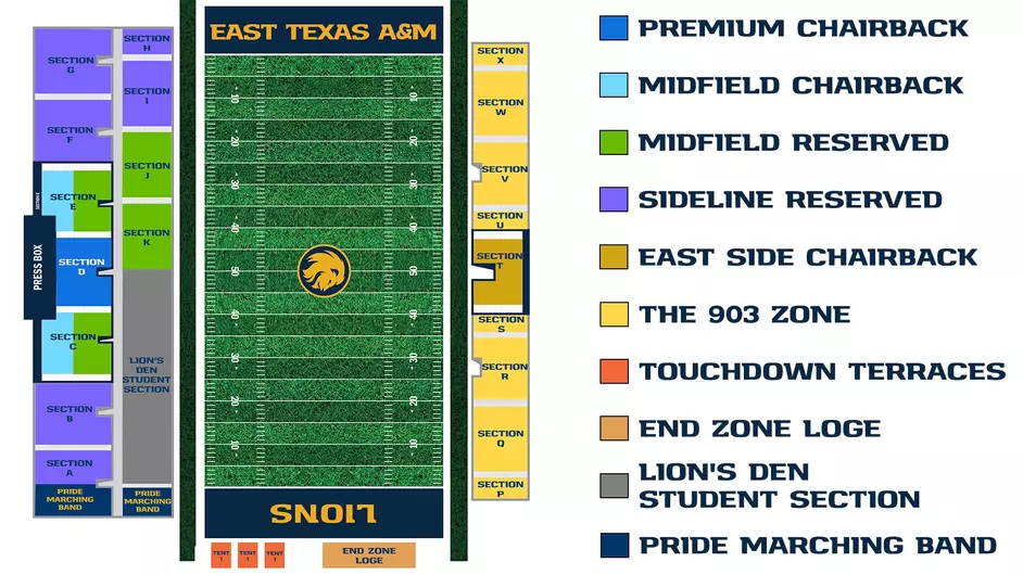 The seating chart for Lion Football in 2025